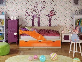 Кровать Дельфин-1 800*1600 (Оранжевый металлик/дуб крафт белый) в Невьянске - nevyansk.mebel24.online | фото