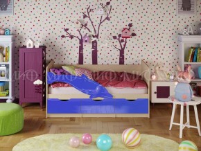 Кровать Дельфин-1 800*1600 (Синий металлик/дуб крафт белый) в Невьянске - nevyansk.mebel24.online | фото
