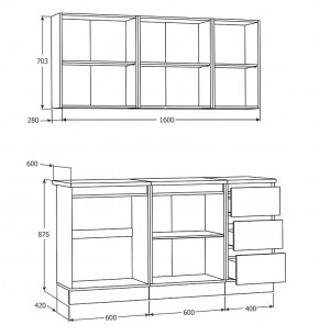 Кухня Хилтон 1.6 м (Белый текстурный/Дуб Вотан) в Невьянске - nevyansk.mebel24.online | фото 3