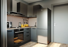 Кухня угловая Антрацит 2200х1000 (Стол. 38мм) в Невьянске - nevyansk.mebel24.online | фото 1