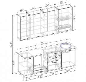 Кухонный гарнитур Дели 2200 (Стол. 26мм) в Невьянске - nevyansk.mebel24.online | фото 2