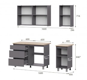 Кухонный гарнитур ДЕНВЕР (1600) Графит серый/Дуб Сонома в Невьянске - nevyansk.mebel24.online | фото 2