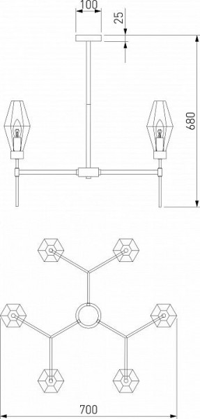 Люстра на штанге Eurosvet Prism 60143/6 хром в Невьянске - nevyansk.mebel24.online | фото 2