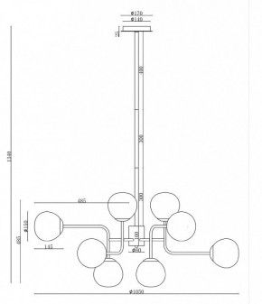 Люстра на штанге Maytoni Erich MOD221-PL-12-G в Невьянске - nevyansk.mebel24.online | фото 3