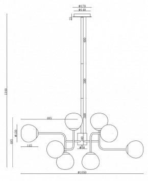 Люстра на штанге Maytoni Erich MOD221-PL-12-N в Невьянске - nevyansk.mebel24.online | фото 3
