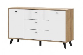 МИЛАН Комод 3 ящика двухстворчатый (Белый Матовый) в Невьянске - nevyansk.mebel24.online | фото