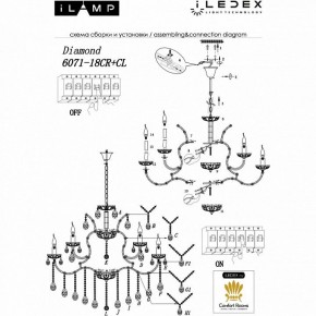 Подвесная люстра iLamp Diamond 6071-18 CR+CL в Невьянске - nevyansk.mebel24.online | фото 2