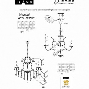 Подвесная люстра iLamp Diamond 6071-8 CR+CL в Невьянске - nevyansk.mebel24.online | фото 2