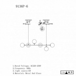 Подвесная люстра iLamp Golden 9136P/6 BK-WH в Невьянске - nevyansk.mebel24.online | фото 3