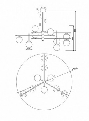 Подвесная люстра Maytoni Nostalgia MOD048PL-09G в Невьянске - nevyansk.mebel24.online | фото 3