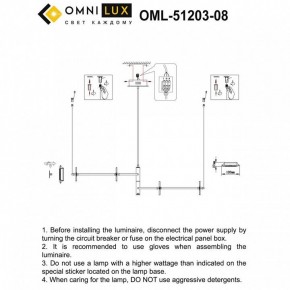 Подвесная люстра Omnilux Indovero OML-51203-08 в Невьянске - nevyansk.mebel24.online | фото 3