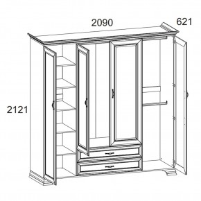 Шкаф 4D2S Z, TIFFANY, цвет вудлайн кремовый в Невьянске - nevyansk.mebel24.online | фото 1