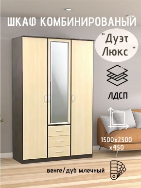 Шкаф комбинированный Дуэт Люкс с зеркалом в Невьянске - nevyansk.mebel24.online | фото 3
