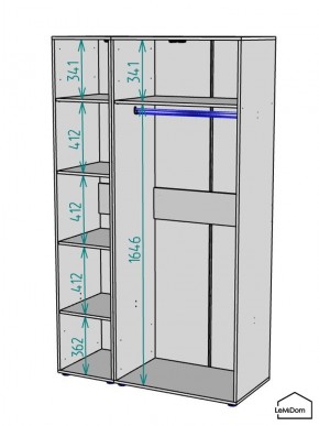 Шкаф Linnea MHR-3-1 2050х1200х510 (Графит-М 11.1.25) в Невьянске - nevyansk.mebel24.online | фото 3