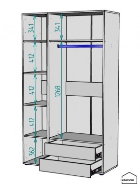 Шкаф Linnea MHR-3-2 2050х1200х510 (Графит-М 11.1.25) в Невьянске - nevyansk.mebel24.online | фото 3