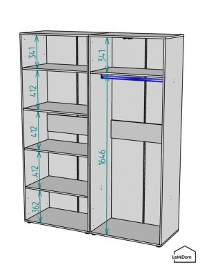 Шкаф Linnea MHR-4-1 2050х1600х510 (Графит-М 11.1.25) в Невьянске - nevyansk.mebel24.online | фото 3