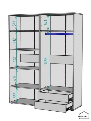 Шкаф Linnea MHR-4-2 2050х1600х510 (Белый-М 11.1.2) в Невьянске - nevyansk.mebel24.online | фото 3