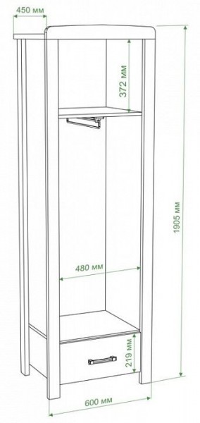 Шкаф платяной Бартоло Ш1Д в Невьянске - nevyansk.mebel24.online | фото 2