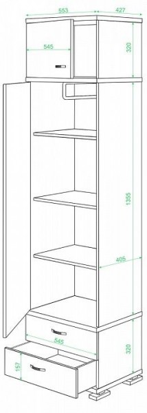 Шкаф платяной Домино КС-10 в Невьянске - nevyansk.mebel24.online | фото 2