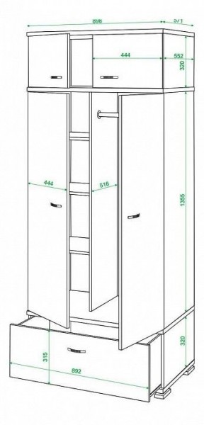 Шкаф платяной Домино КС-20 в Невьянске - nevyansk.mebel24.online | фото 3