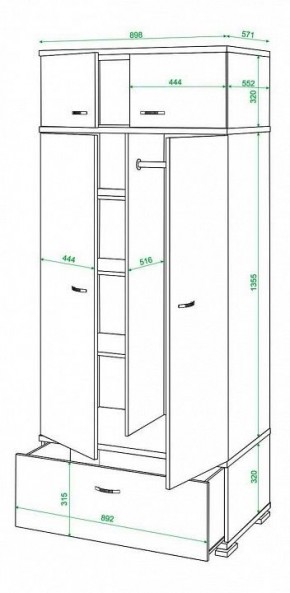 Шкаф платяной Домино КС-20 в Невьянске - nevyansk.mebel24.online | фото 3