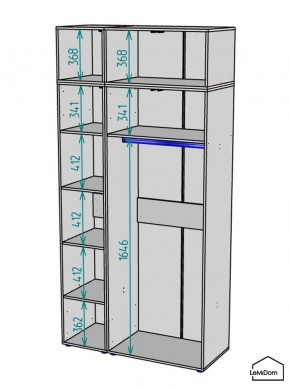 Шкаф с антресолью Linnea MHR-3A-1 2450х1200х510 (Графит-М 11.1.25) в Невьянске - nevyansk.mebel24.online | фото 3