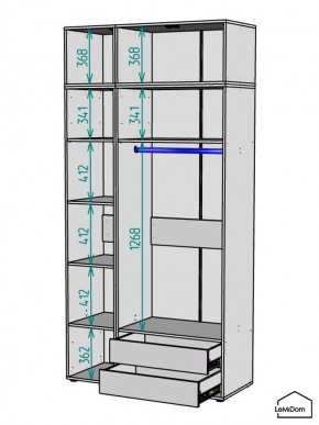 Шкаф с антресолью Linnea MHR-3POA-2 2450х1200х510 (Белый-М 11.1.2) в Невьянске - nevyansk.mebel24.online | фото 3