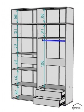 Шкаф с антресолью Linnea MHR-4A-2 2450х1600х510 (Графит-М 11.1.25) в Невьянске - nevyansk.mebel24.online | фото 3