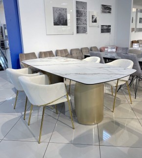 Стол BRONTE 220 KL-188 Контрастный мрамор матовый, итальянская керамика/ Шампань, ®DISAUR в Невьянске - nevyansk.mebel24.online | фото 3