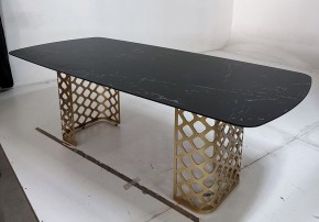 Стол CHIAVARI 220 KL-116 Черный мрамор матовый, итальянская керамика / бронзовый, ®DISAUR в Невьянске - nevyansk.mebel24.online | фото 4