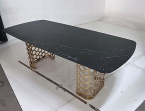 Стол CHIAVARI 220 KL-116 Черный мрамор матовый, итальянская керамика / бронзовый, ®DISAUR в Невьянске - nevyansk.mebel24.online | фото 6