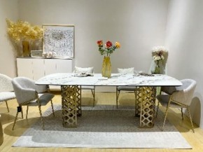 Стол CHIAVARI 220 KL-188 Контрастный мрамор матовый, итальянская керамика / Шампань, ®DISAUR в Невьянске - nevyansk.mebel24.online | фото 2