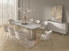 Стол CHIAVARI 220 KL-188 Контрастный мрамор матовый, итальянская керамика / Шампань, ®DISAUR в Невьянске - nevyansk.mebel24.online | фото 9