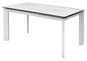 Стол CREMONA 140 HIGH GLOSS STATUARIO Белый мрамор глянцевый, керамика/ белый каркас, ®DISAUR в Невьянске - nevyansk.mebel24.online | фото 1