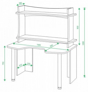 Стол компьютерный Домино lite СКЛ-Игр140 в Невьянске - nevyansk.mebel24.online | фото 2