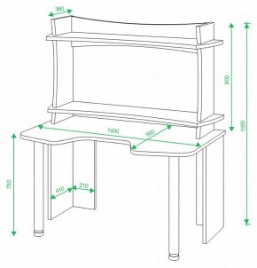 Стол компьютерный Домино Lite СКЛ-Игр140+НКИЛ140ВЛ в Невьянске - nevyansk.mebel24.online | фото 3