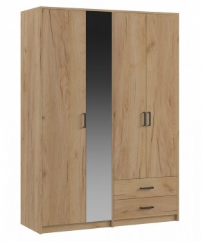 СВЕТЛАНА LOFT Шкаф 4 двери с зеркалом (дуб золотой) в Невьянске - nevyansk.mebel24.online | фото