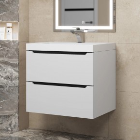 Тумба под раковину Uperwood Tanos 60 см, подвесная, белая/графит в Невьянске - nevyansk.mebel24.online | фото