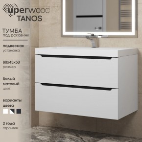 Тумба под раковину Uperwood Tanos 80 см, подвесная, белая/графит в Невьянске - nevyansk.mebel24.online | фото 3