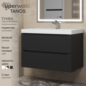 Тумба под раковину Uperwood Tanos 80 см, подвесная, черная матовая в Невьянске - nevyansk.mebel24.online | фото 3