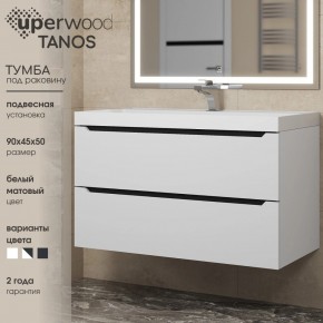 Тумба под раковину Uperwood Tanos 90 см, подвесная, белая/графит в Невьянске - nevyansk.mebel24.online | фото 3